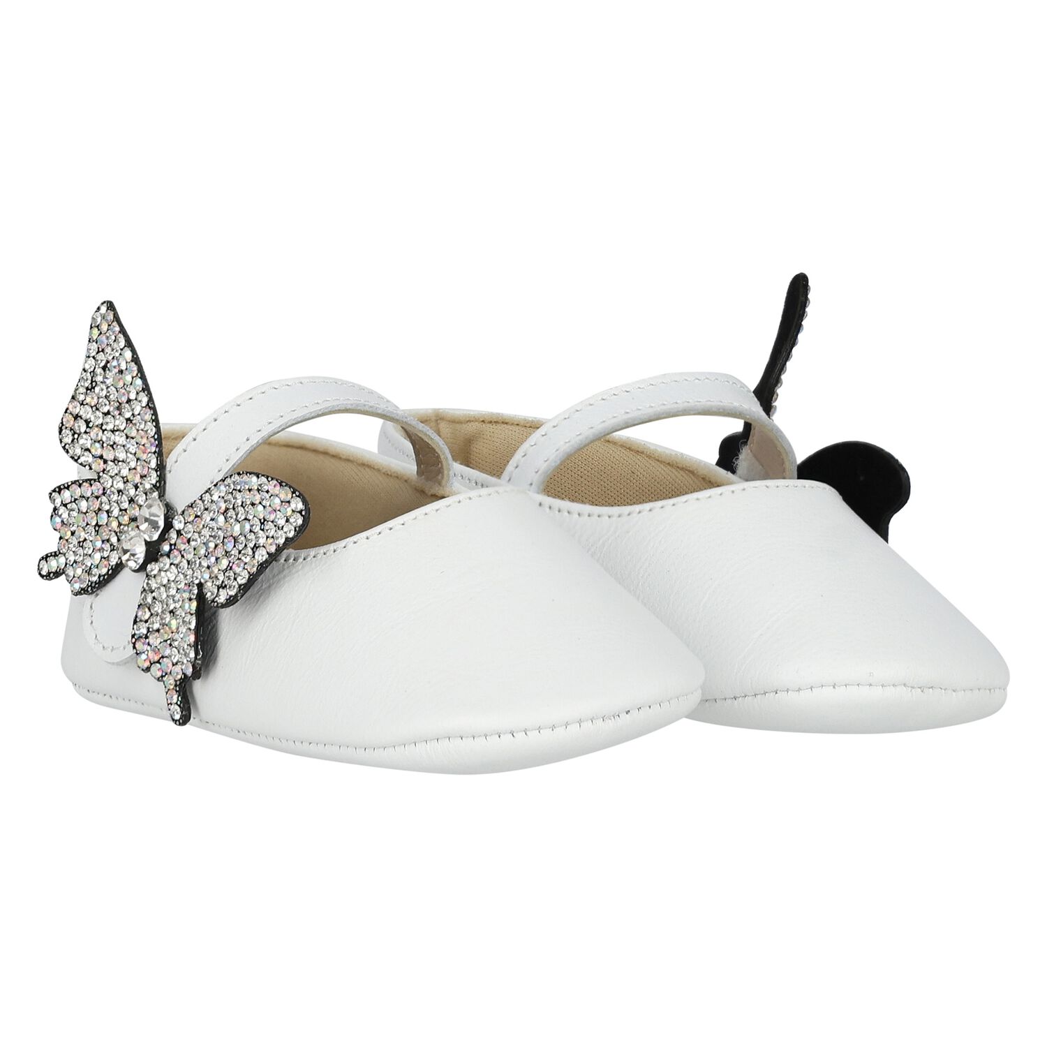Baby Girls White Butterfly Shoes, 2, hi-res image number null