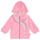 Younger Girls Pink Sequins Hooded Zip Up Top, 1, hi-res