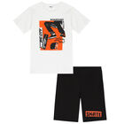 Boys White & Black Skate Shorts Set, 1, hi-res