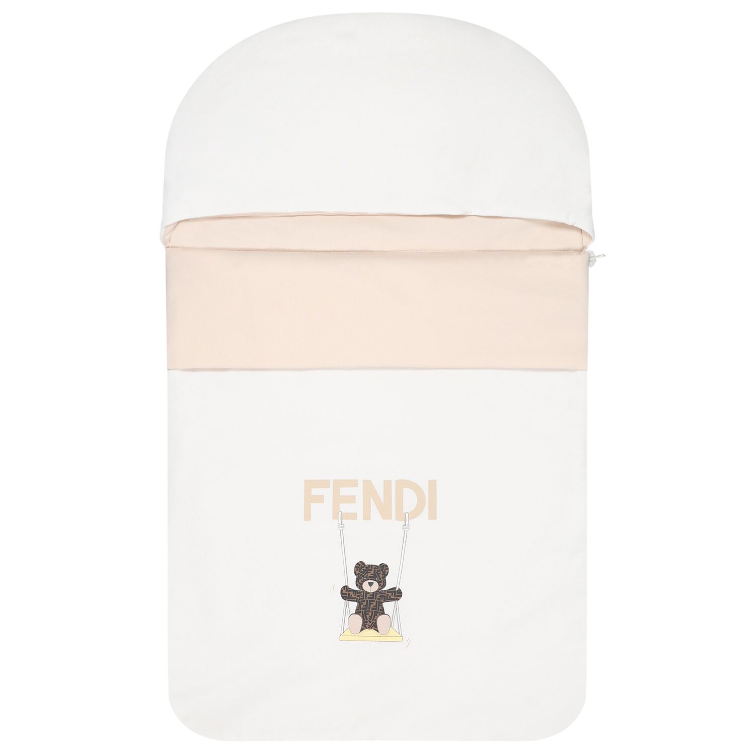 White & Beige Teddy Bear Logo Baby Nest, 2, hi-res