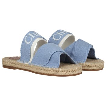 Girls Mini Me Blue & Beige Logo Sliders 