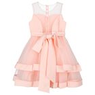 Girls Pink Floral Tulle Dress, 1, hi-res