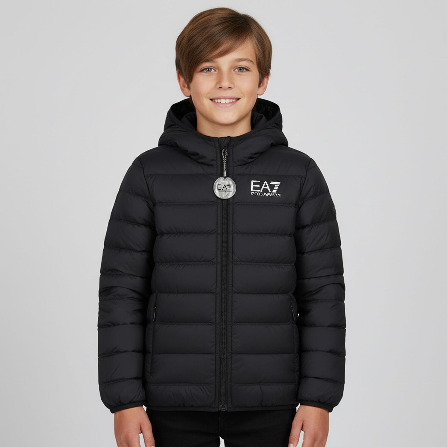 Boys Black Logo Jacket, 1, hi-res