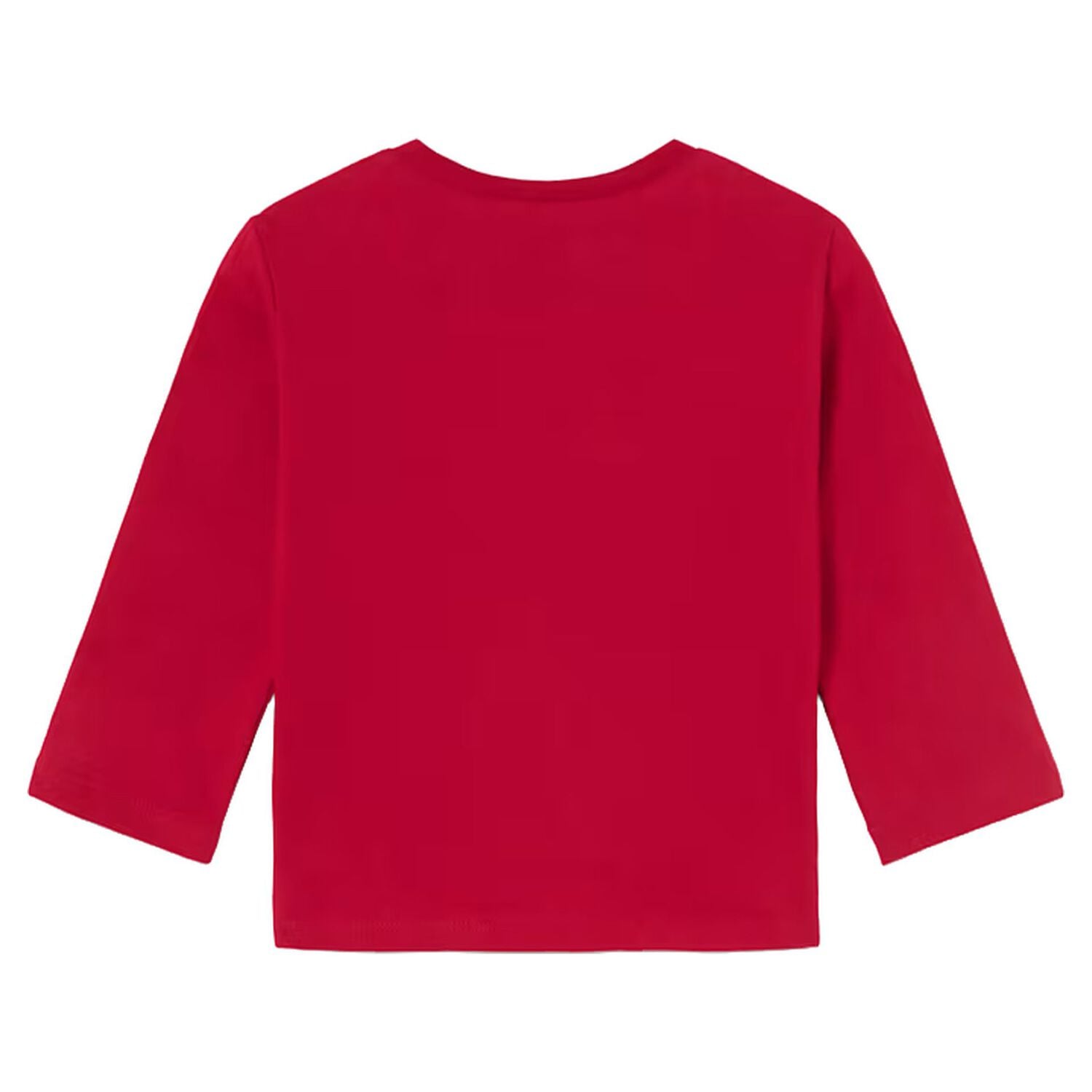 Younger Boys Red Puppy Long Sleeve Top, 1, hi-res