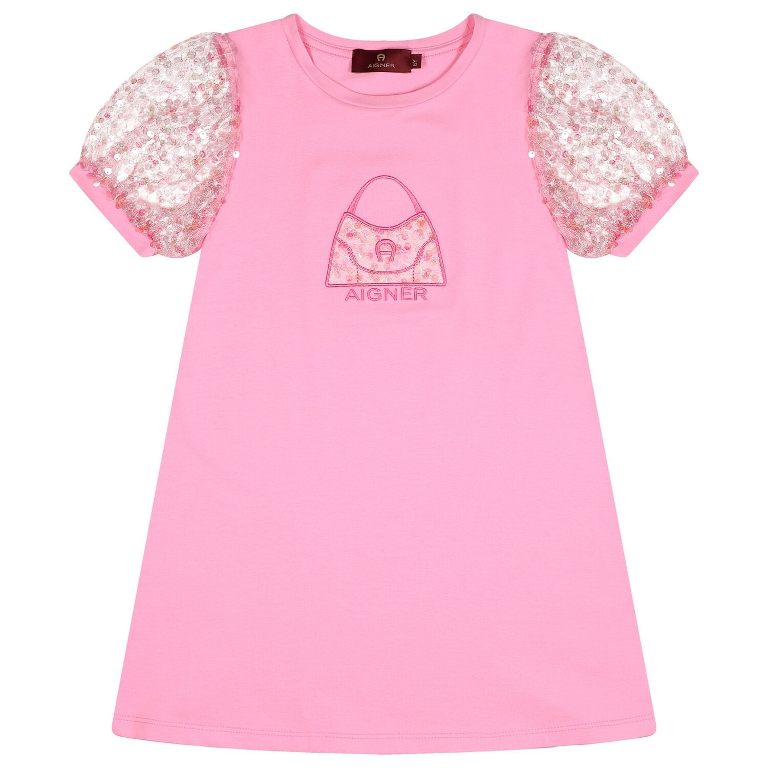 Girls Pink Sequin Bag Dress, 1, hi-res