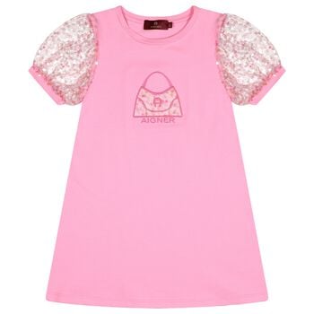 Girls Pink Sequin Bag Dress