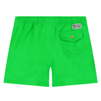 Boys Green Polo Bear Swim Shorts