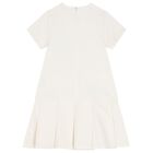 Girls Ivory Logo Pleated Dress, 1, hi-res