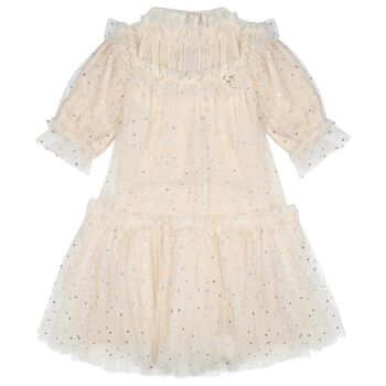Girls Beige Embellished Tulle Myrtisa Dress