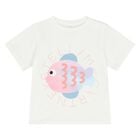 Younger Girls White Fish T-Shirt, 1, hi-res
