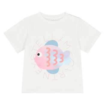 Younger Girls White Fish T-Shirt