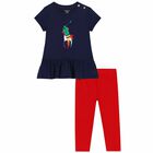 Baby Girls Navy & Red Logo Leggings Set, 1, hi-res