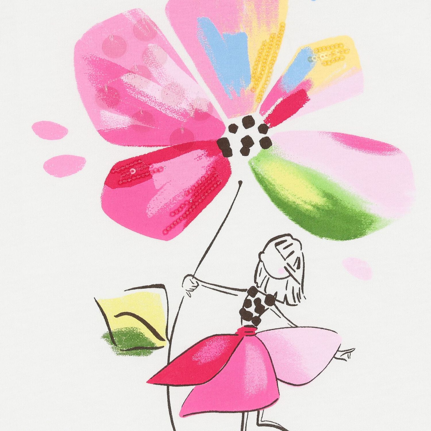 Girls White & Pink Floral Leggings Set, 2, hi-res image number null