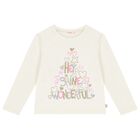 Girls Ivory Christmas Tree Long Sleeve Top, 1, hi-res