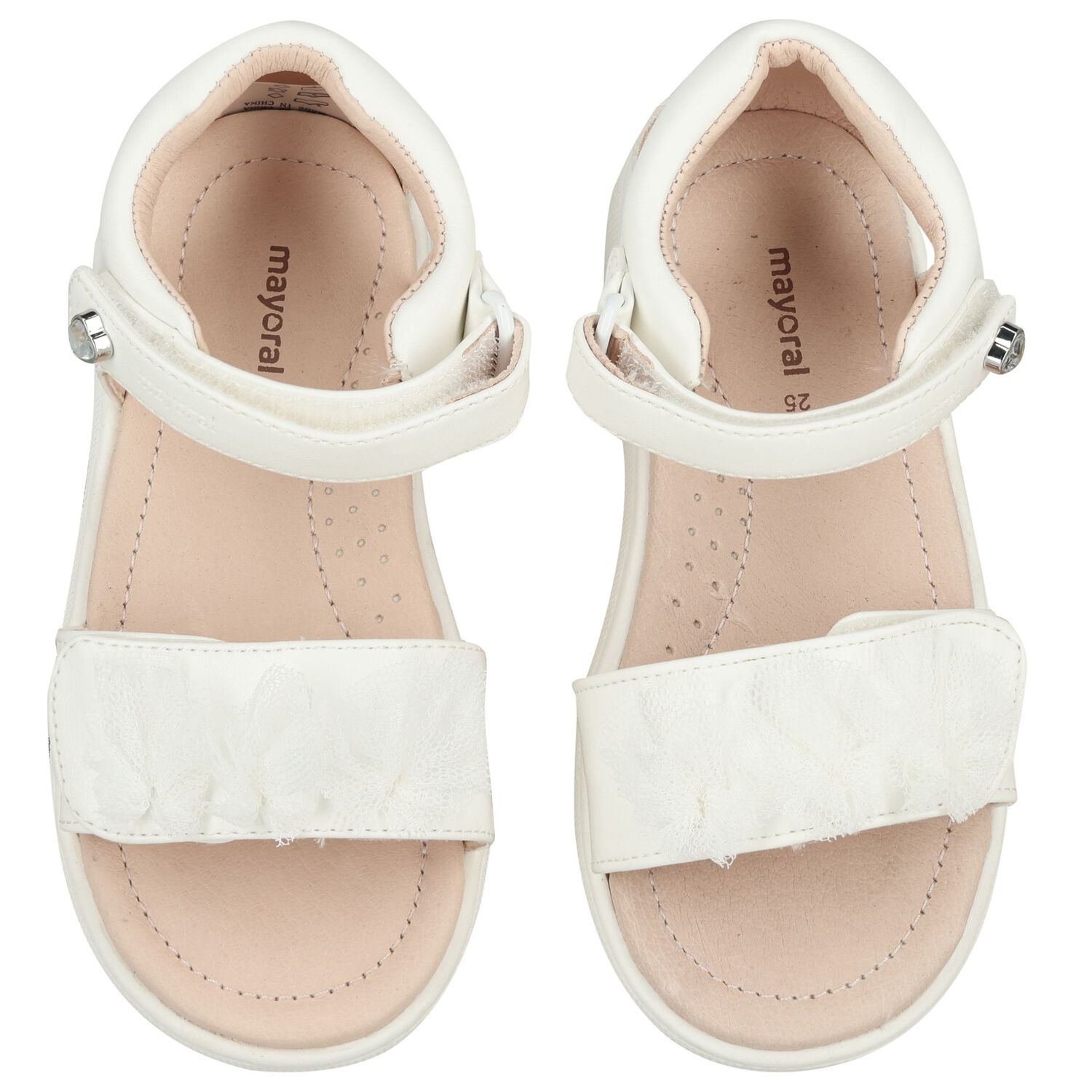 Younger Girls White Logo Sandals, 2, hi-res