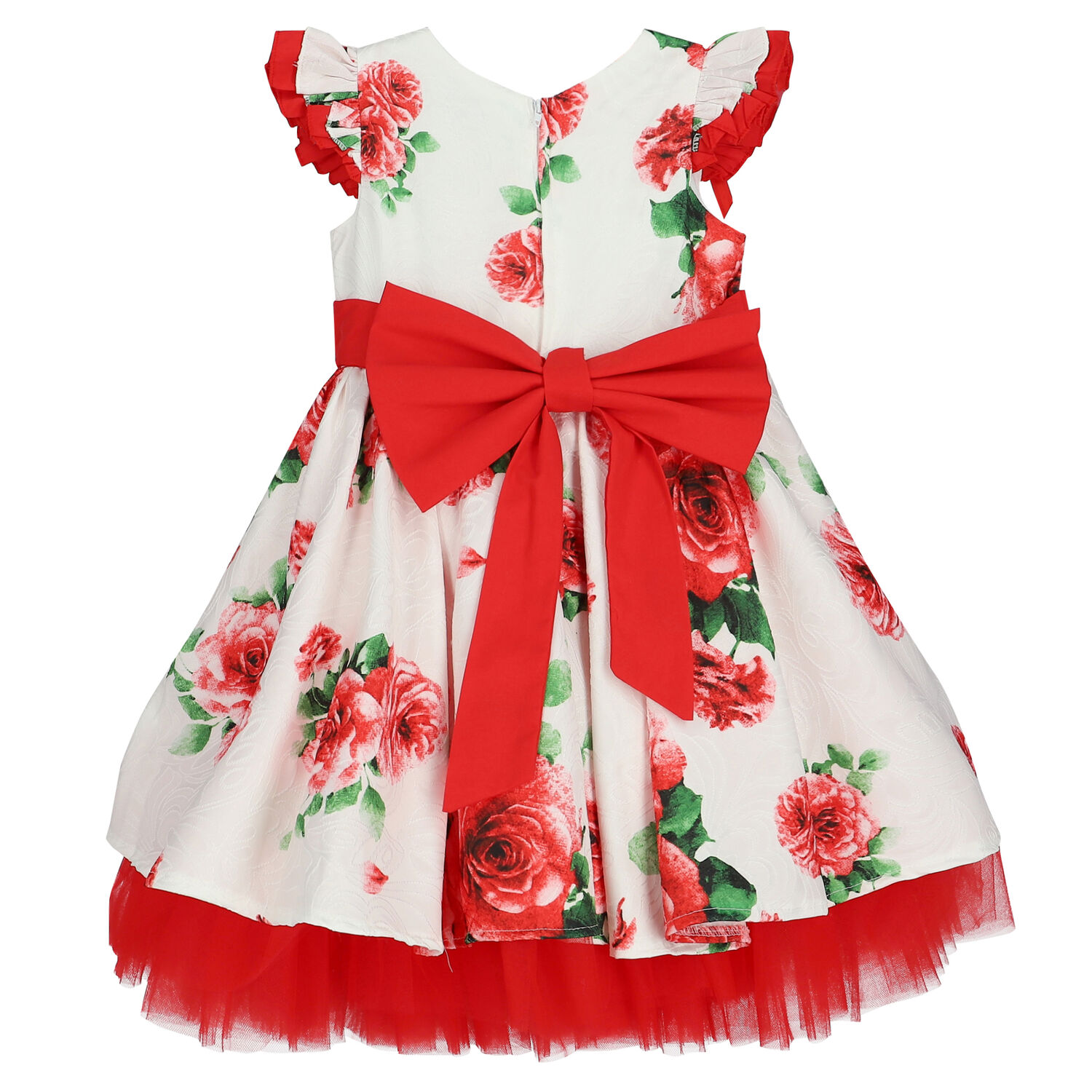 Girls Ivory & Red Floral Dress, 1, hi-res image number null
