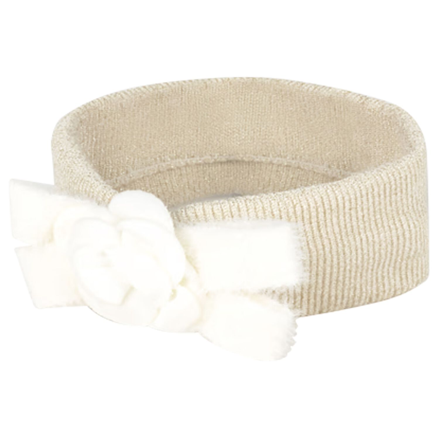 Baby Girls Ivory Flower & Bow Headband, 1, hi-res