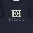 Girls Navy Blue Logo Ruffled T-Shirt, 2, hi-res