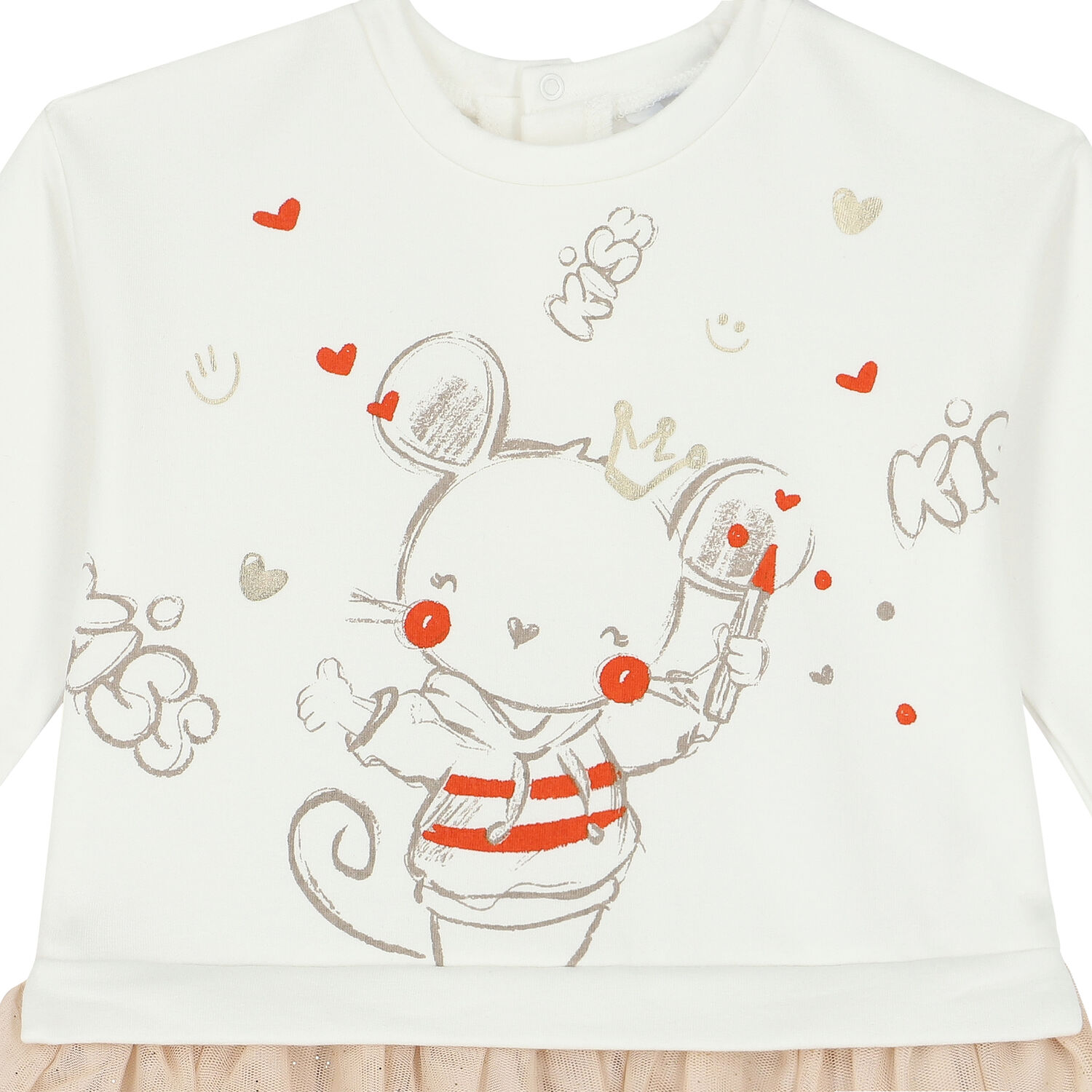 Younger Girls White & Beige Dress, 1, hi-res image number null