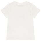 Girls White Teddy Bear Logo T-Shirt, 1, hi-res