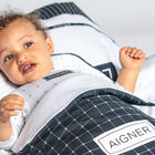 Baby Boys Navy Blue & White Pima Cotton Logo Nest, 1, hi-res