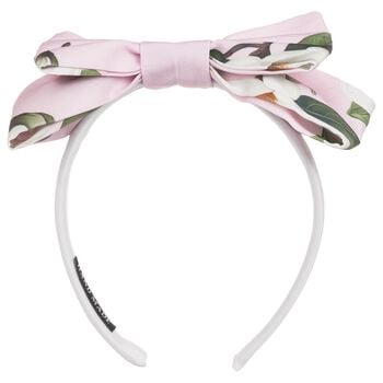 Girls White & Pink Bow Headband