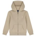 Boys Beige Logo Zip Up Hooded Top, 1, hi-res