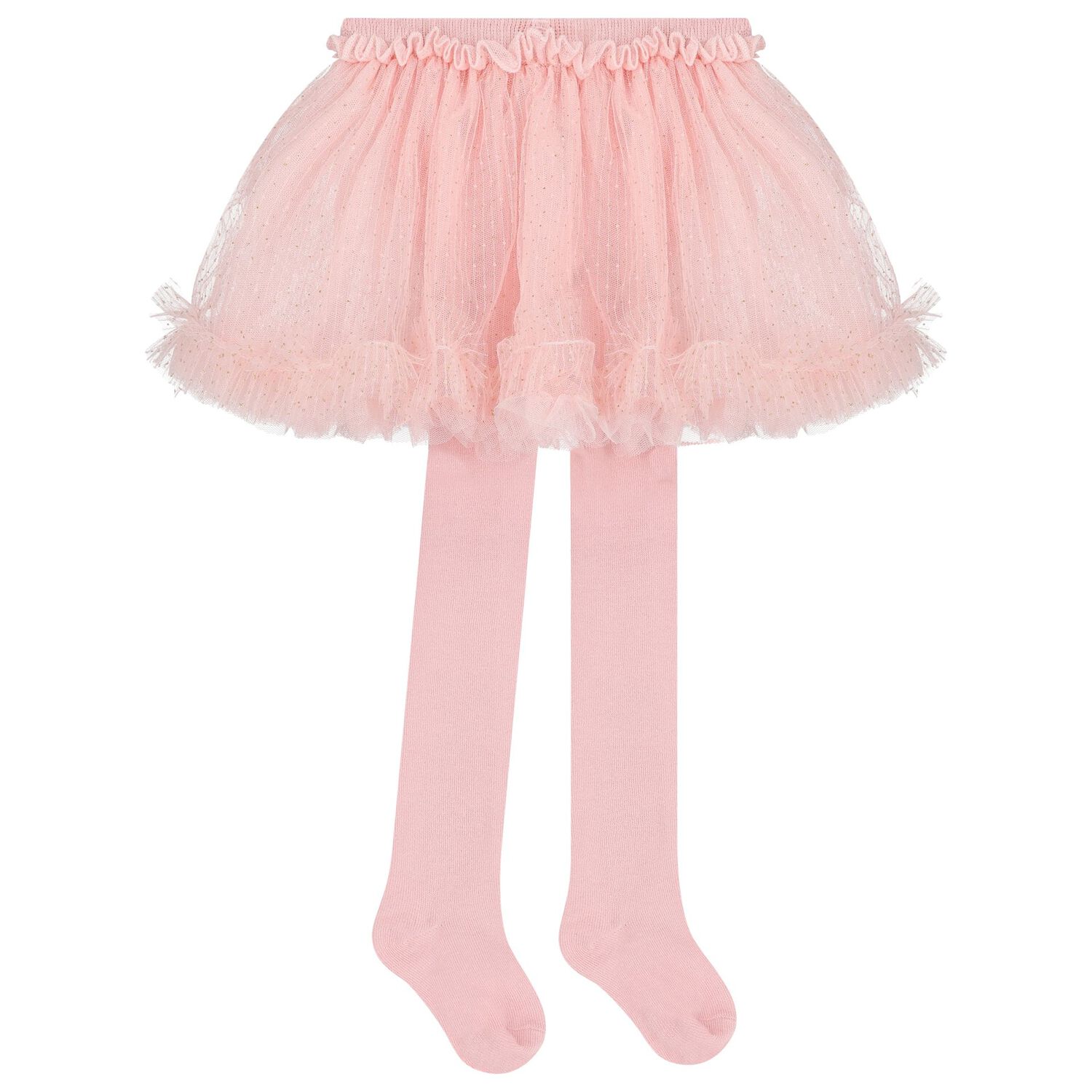 طقم بنات تنورة تول باللون  الوردي, 2, hi-res