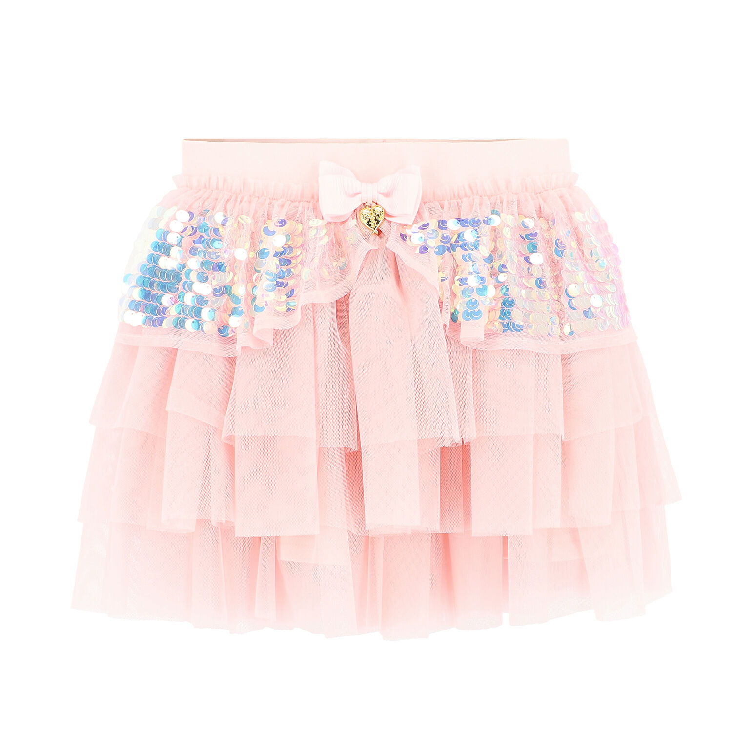 Girls Pink Sequin Tulle Skirt, 2, hi-res image number null