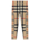 Girls Beige Checkered Leggings, 1, hi-res