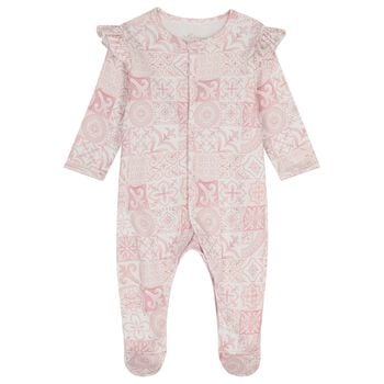 Baby Girls Pink & White Babygrow