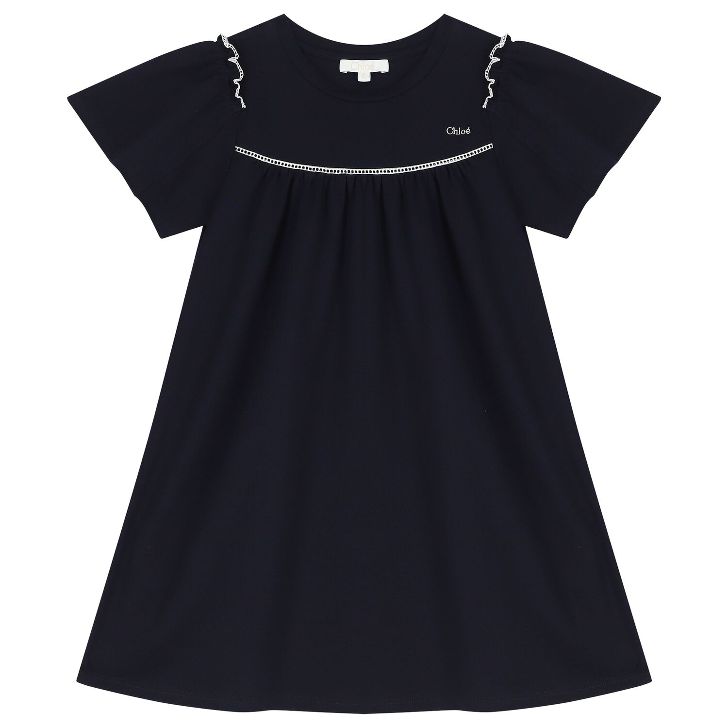 فستان بنات بالشعار باللون الكحلى, 1, hi-res