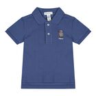 Baby Boys Navy Blue Fishing Polo Bear Polo Shirt, 1, hi-res