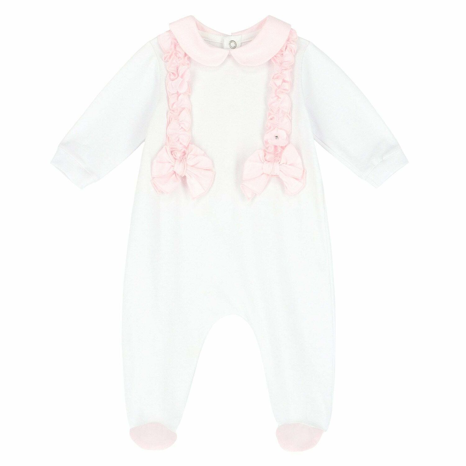 Baby Girls White & Pink Babygrow, 1, hi-res image number null