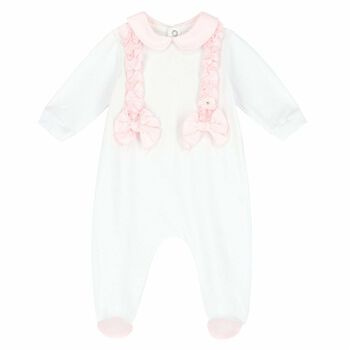 Baby Girls White & Pink Babygrow