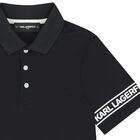 Boys Black Logo Polo Shirt, 2, hi-res