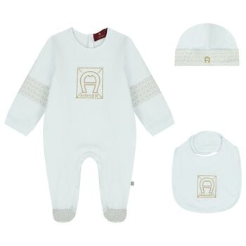 Baby Boys Blue Logo Babygrow Gift Set 