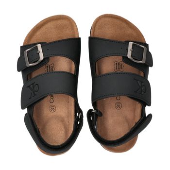 Boys Black Logo Sandals