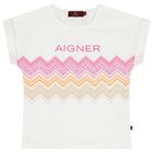 Girls White Zigzag Logo T-Shirt, 1, hi-res