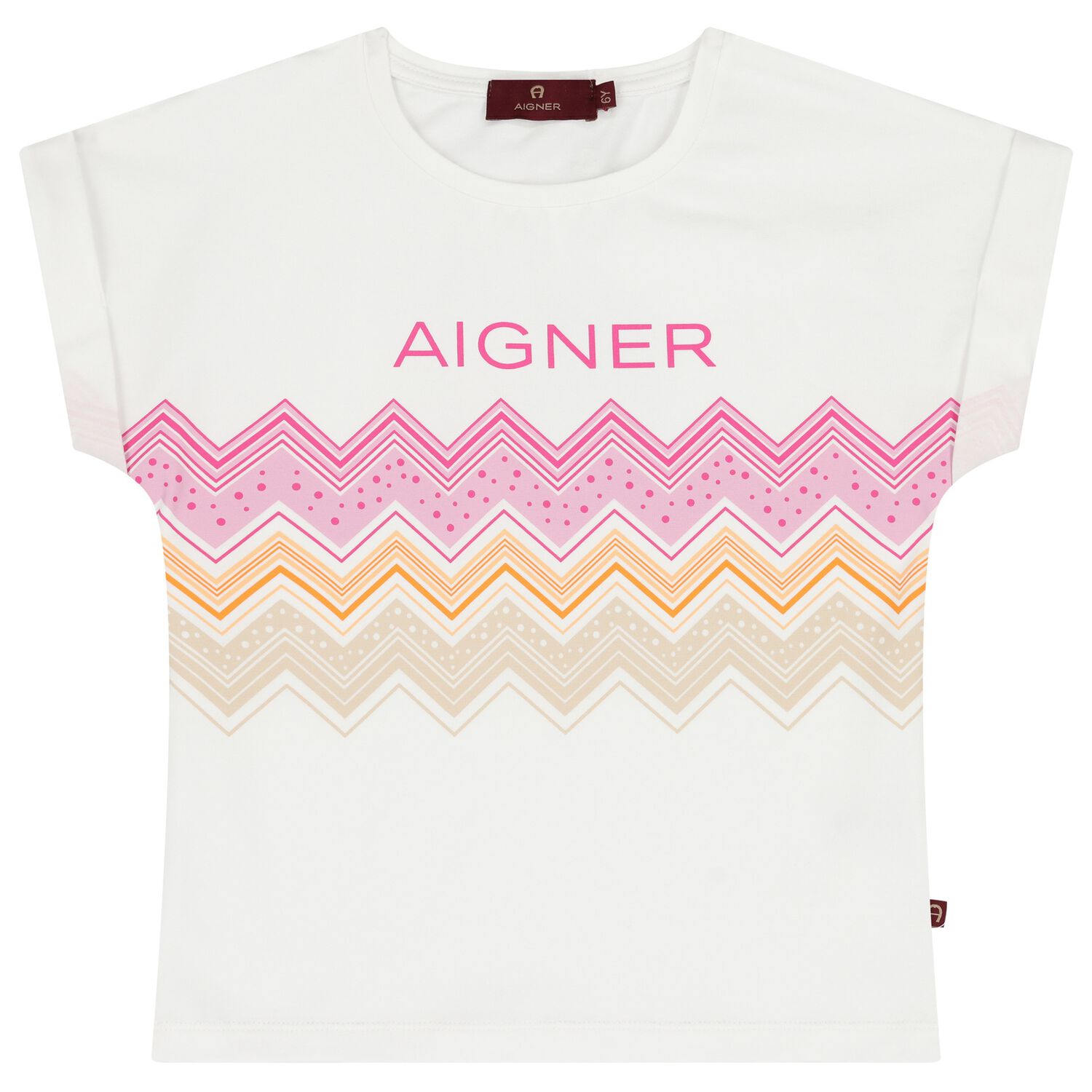 Girls White Zigzag Logo T-Shirt, 1, hi-res image number null