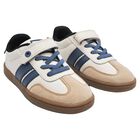 Boys Blue & White Leather Trainers, 1, hi-res