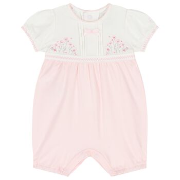 Baby Girls White & Pink Floral Romper