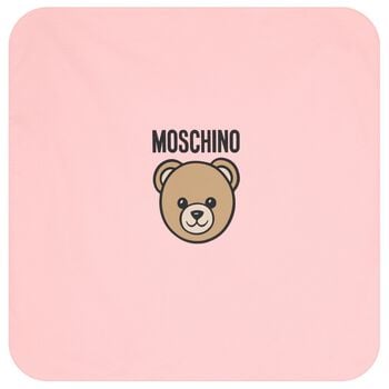 Girls Pink Teddy Bear Logo Baby Blanket