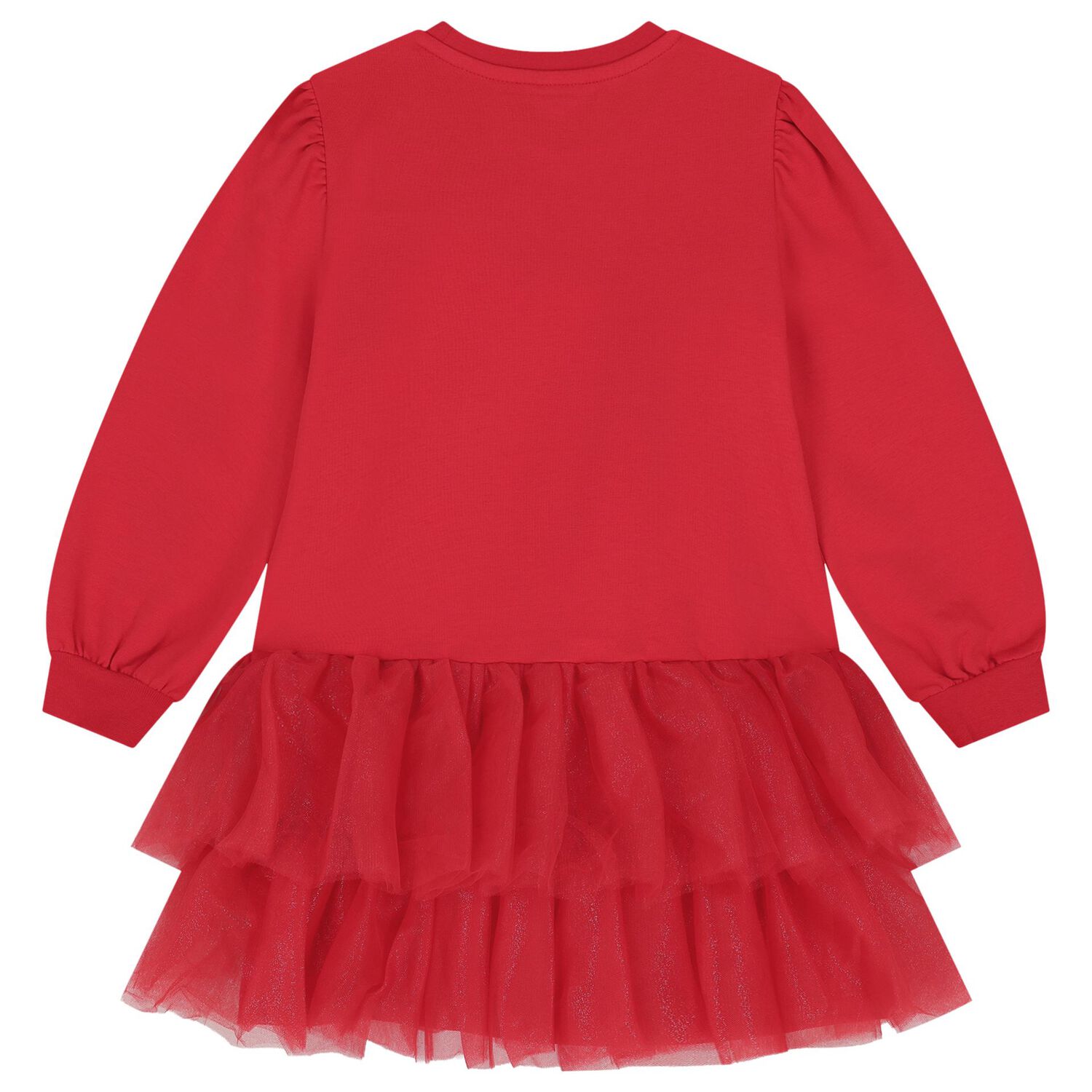 Girls Red Tulle Bow Dress, 1, hi-res
