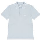 Boys Blue Logo Polo Shirt, 1, hi-res