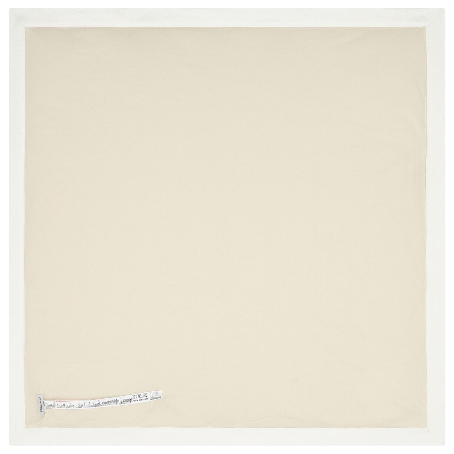 White & Beige Embroidered Logo Blanket, 1, hi-res