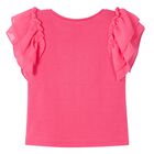 Girls Pink Flutter Sleeve Top, 4, hi-res