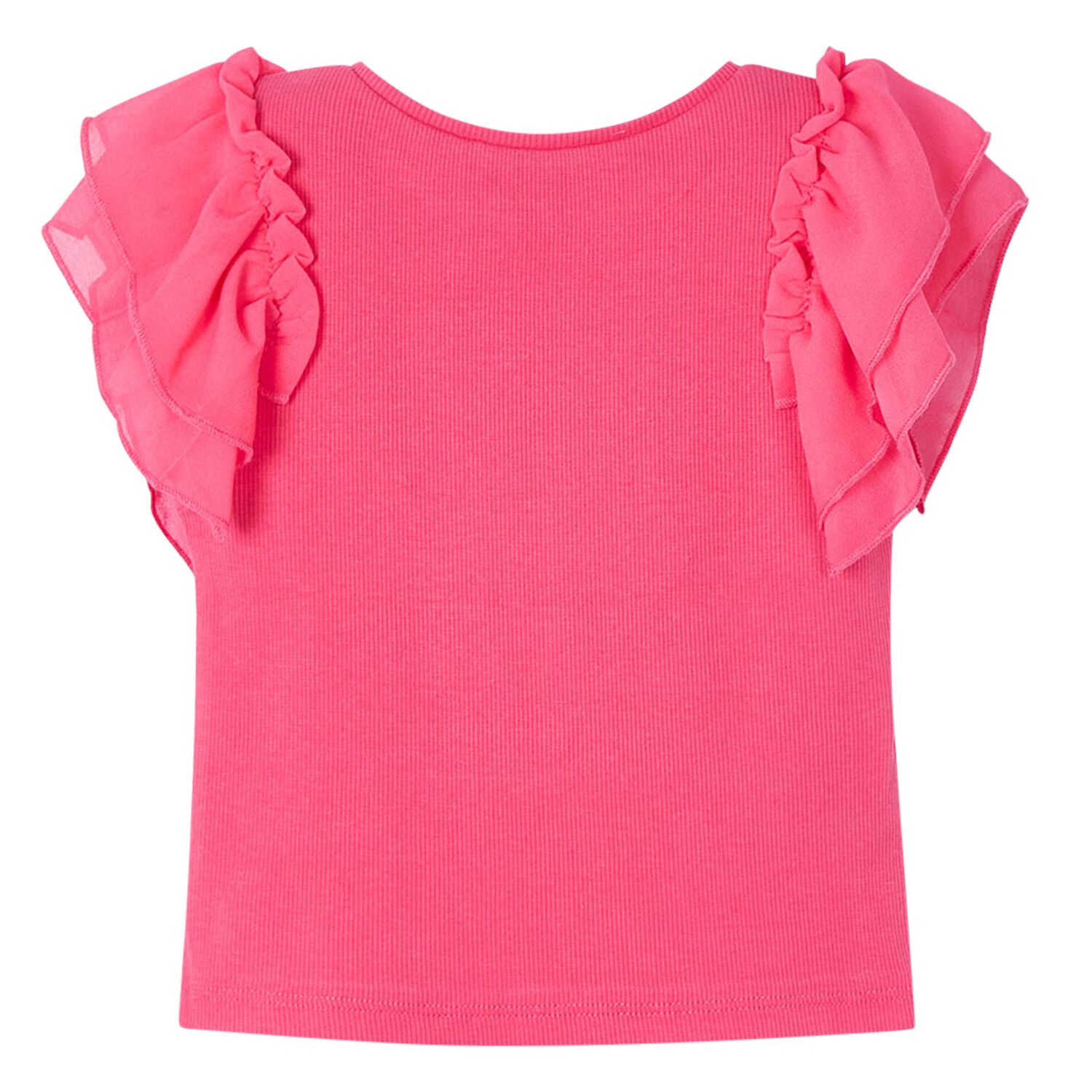 Girls Pink Flutter Sleeve Top, 4, hi-res image number null