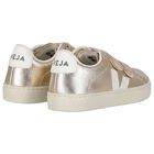 Gold & White Leather Trainers , 1, hi-res