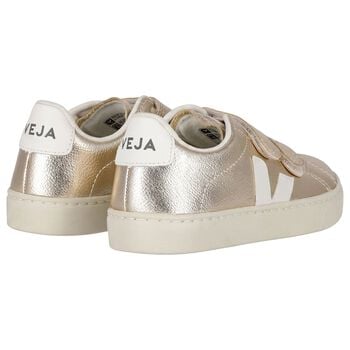 Gold & White Leather Trainers 